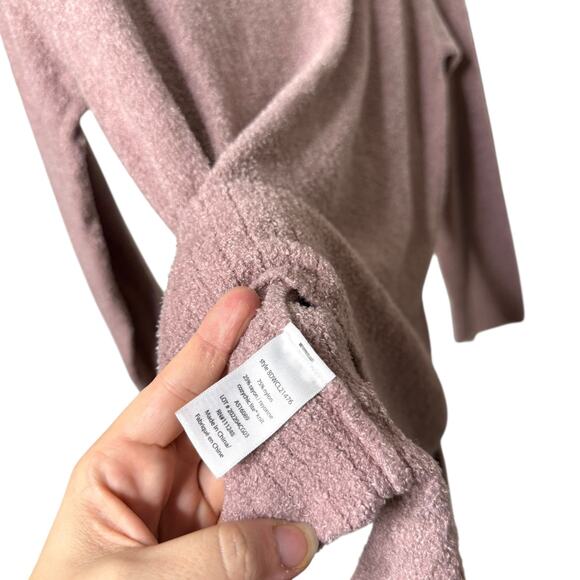 Barefoot Dreams CozyChic Lite Half Zip Pullover Tunic Sweater Mauve Blush Large - Picture 9 of 9